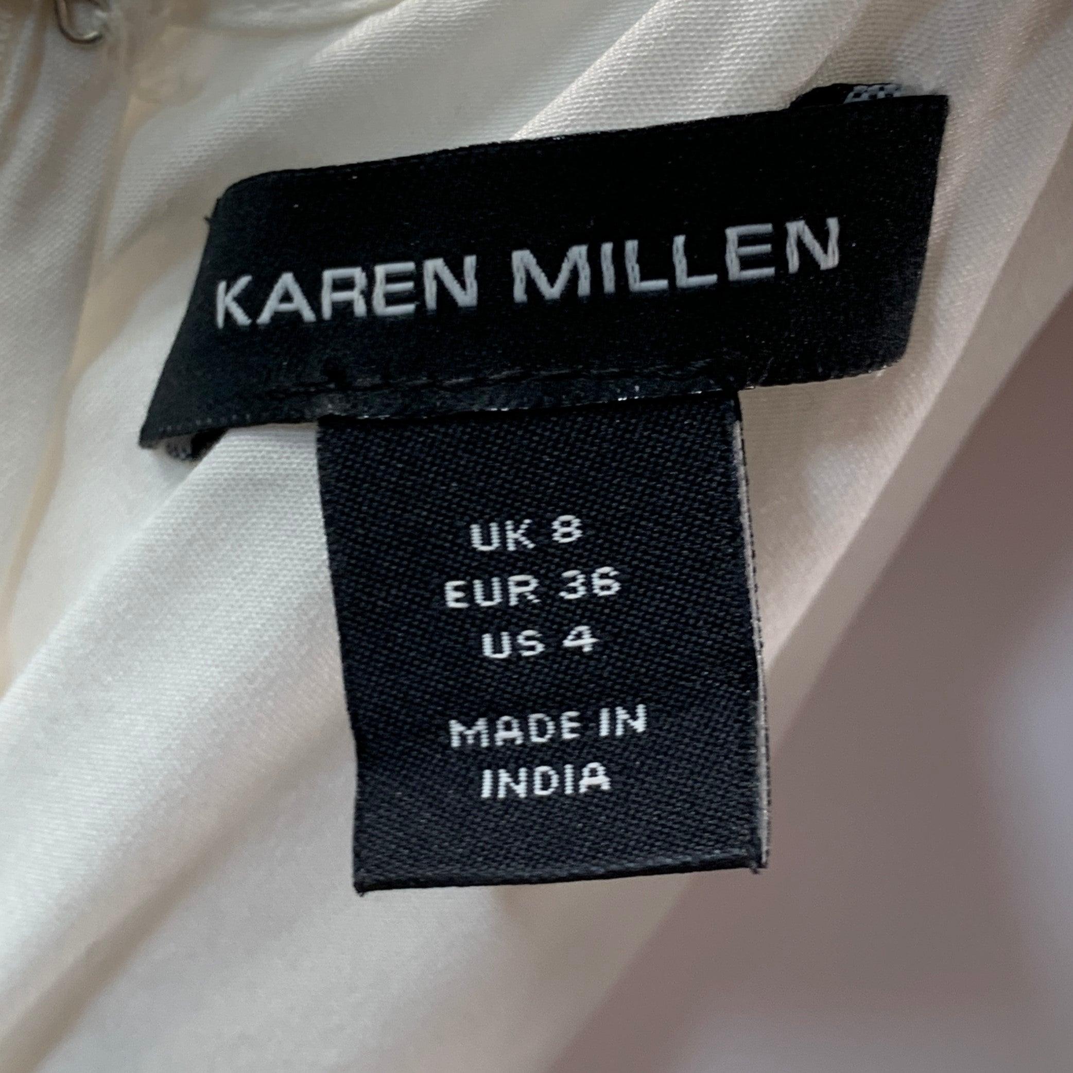 KAREN MILLEN Taglia 4 Abito da sera con paillettes bianche e argento con spalline in vendita 2