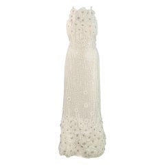 KAREN MILLEN Taglia 4 Abito da sera con paillettes bianche e argento con spalline