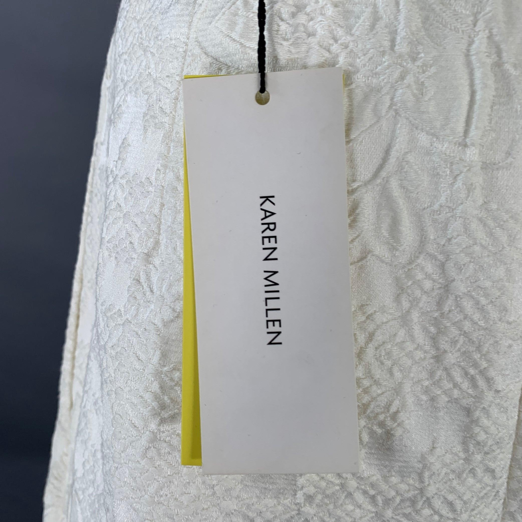 Blanc KAREN MILLEN Jupe midi trapèze à fleurs en coton mélangé blanc, taille 6 en vente