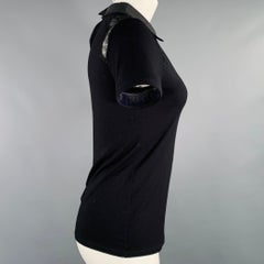 KAREN MILLEN Size S Black Viscose Blend Lace Polo Dress Top