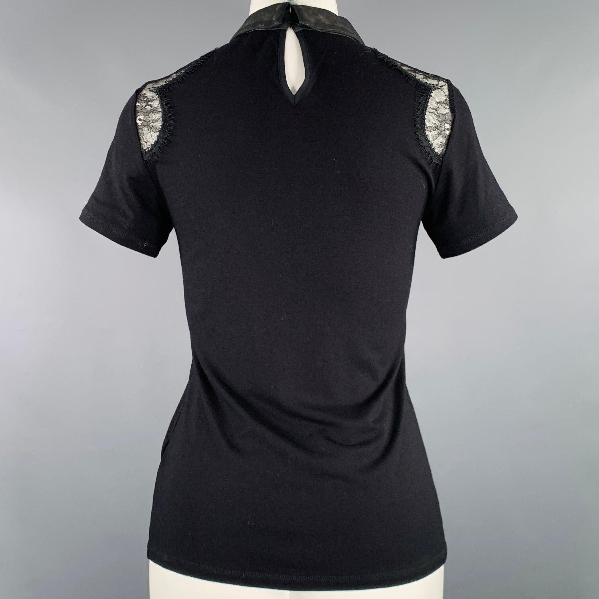 Nero Karen Millen Taglia S Top Polo in pizzo misto viscosa nero in vendita