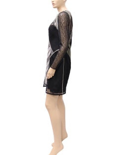 Karen Millen UK 14 Mesh Black Beaded Cut Out Dress