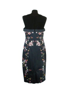 Karen Millen UK 16 Floral Black a-line Dress Collar Detail