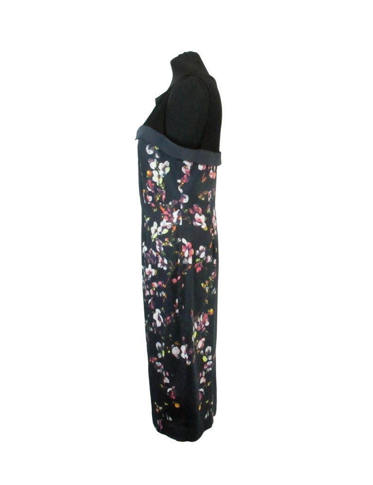 Karen Millen US 12 Floral Black a-line Dress Collar Detail For Sale at  1stDibs