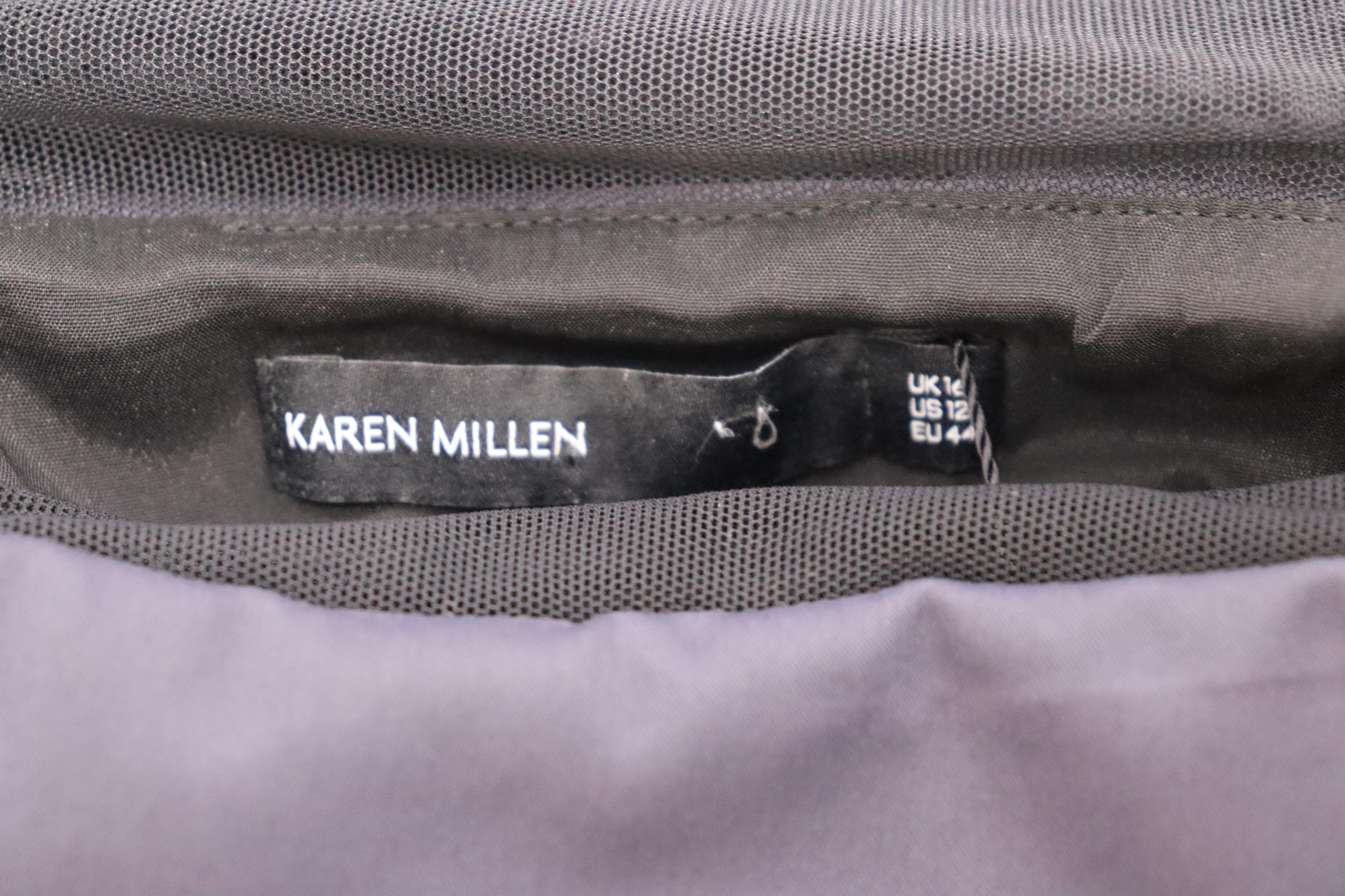 Women's Karen Millen UK 16 Floral Black a-line Dress Collar Detail For Sale
