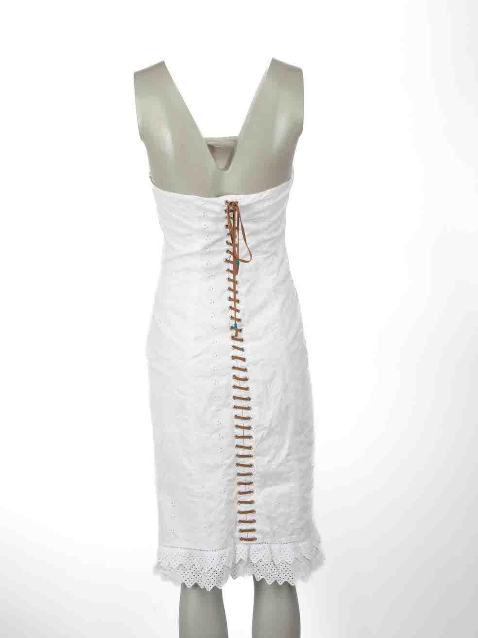 Karen Millen White Strapless Back Lace-Up Dress Size M In Excellent Condition In London, GB