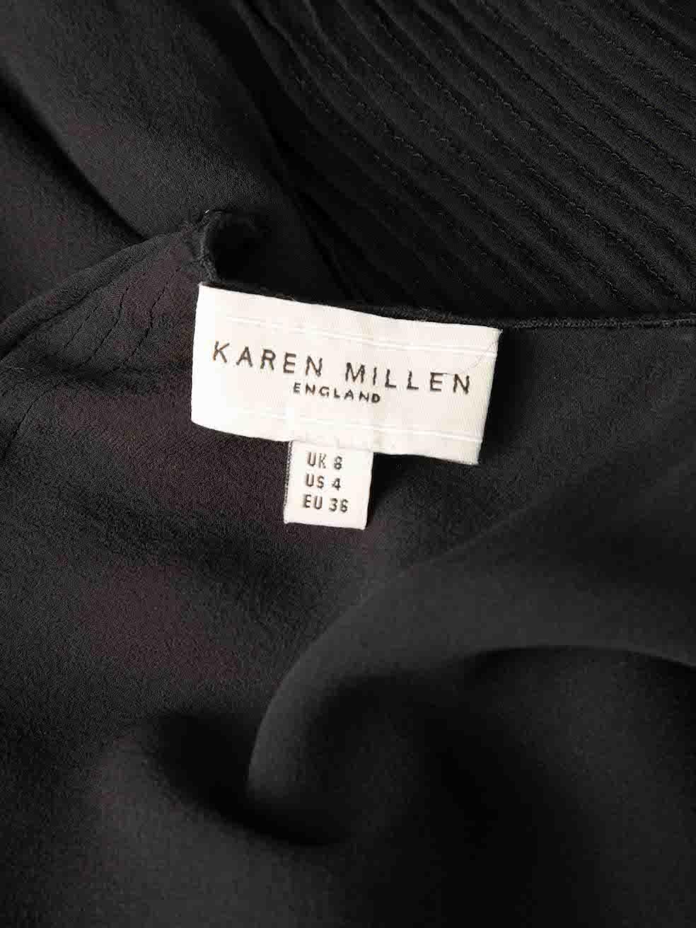 Karen Millen Women's Black Silk Floral Accent Top For Sale 1