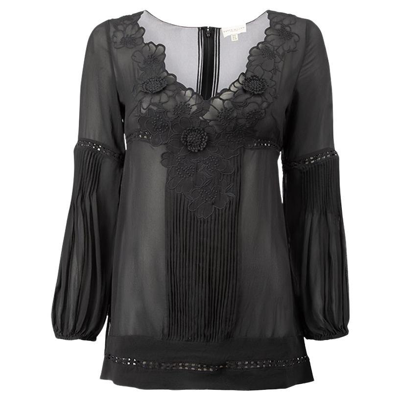 Karen Millen Women
s Black Silk Floral Accent Top