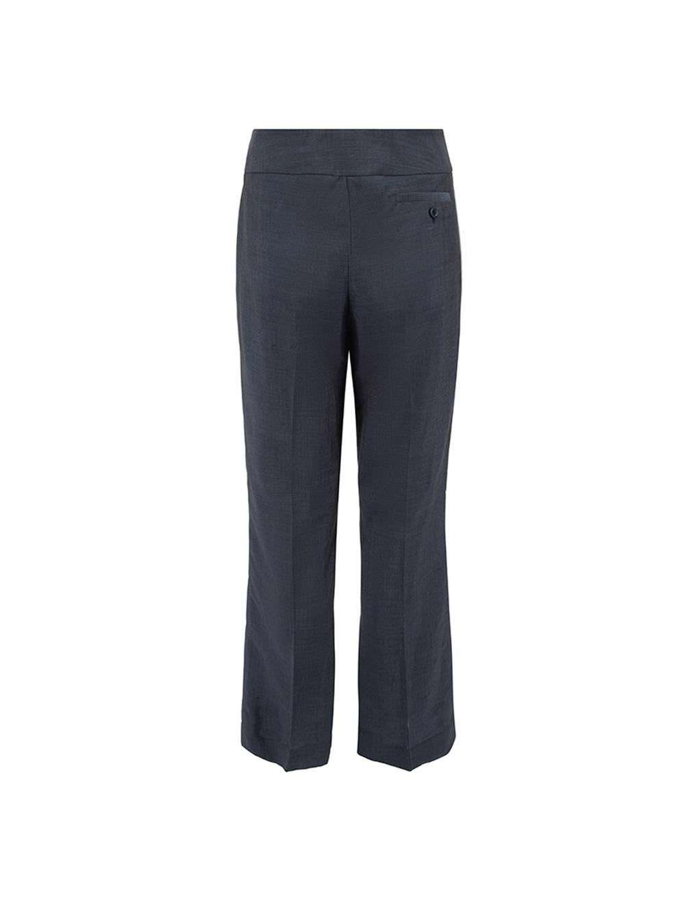 Karen Millen Women's Navy Low Rise Flared Trousers In Good Condition For Sale In London, GB
