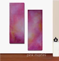 PINK MARTINI Original Modern Abstract Art Diptych, Mixed Media on Canvas
