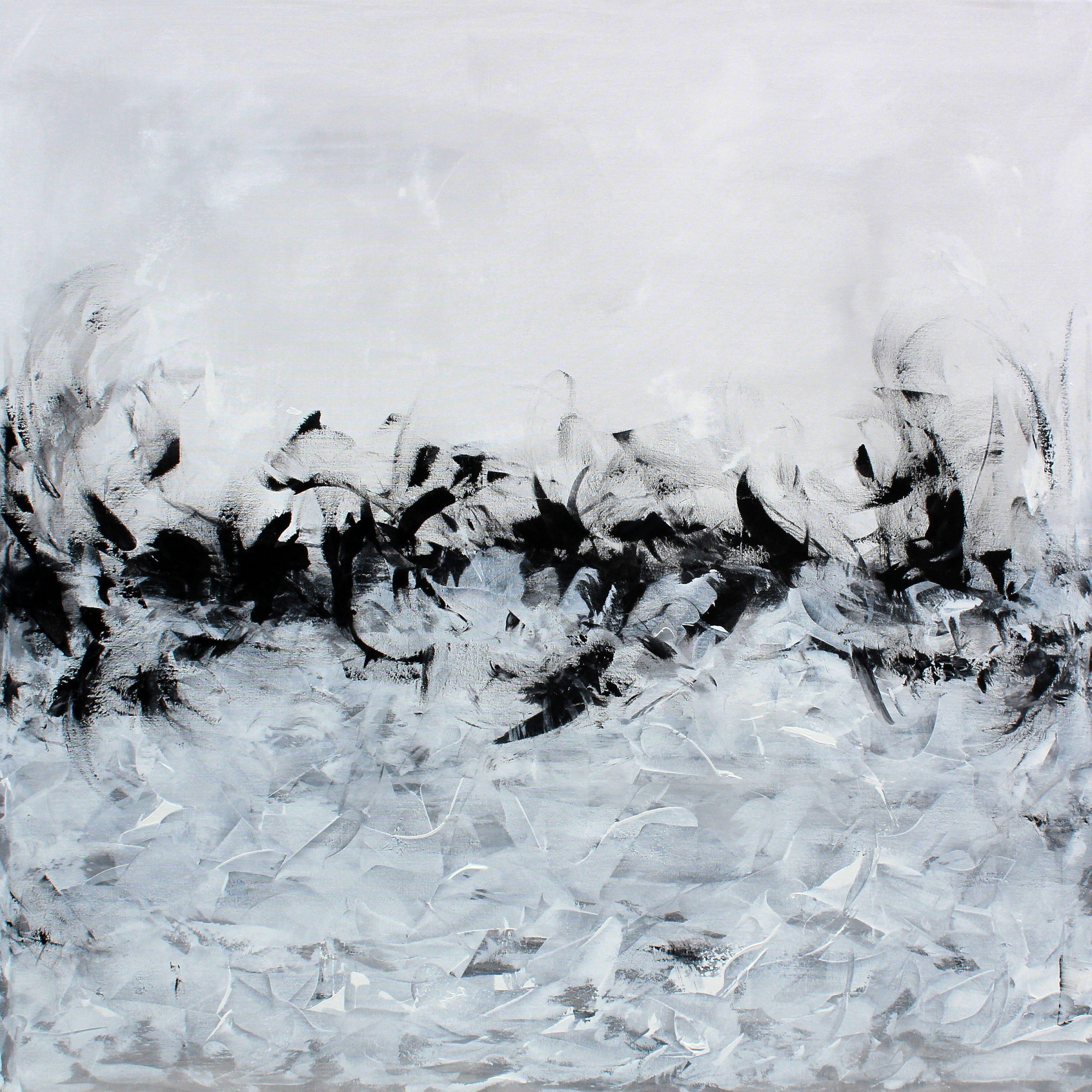 Karen Moehr Abstract Painting - Black Confetti, Painting, Acrylic on Canvas