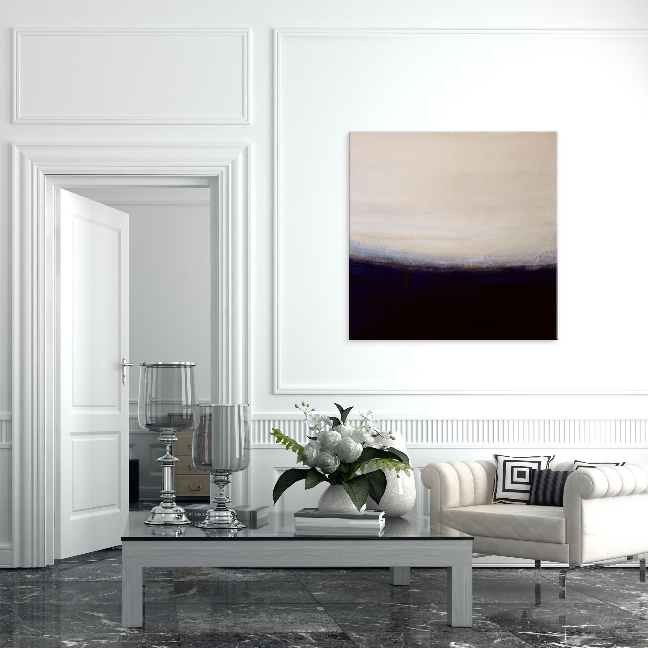 Enhance your space with this abstract expressionist painting, 'Nocturne' by Karen Moehr. An artist with a keen ability to create captivating works of art using minimal design elements. Known for bold brush strokes and soothing color palettes, her