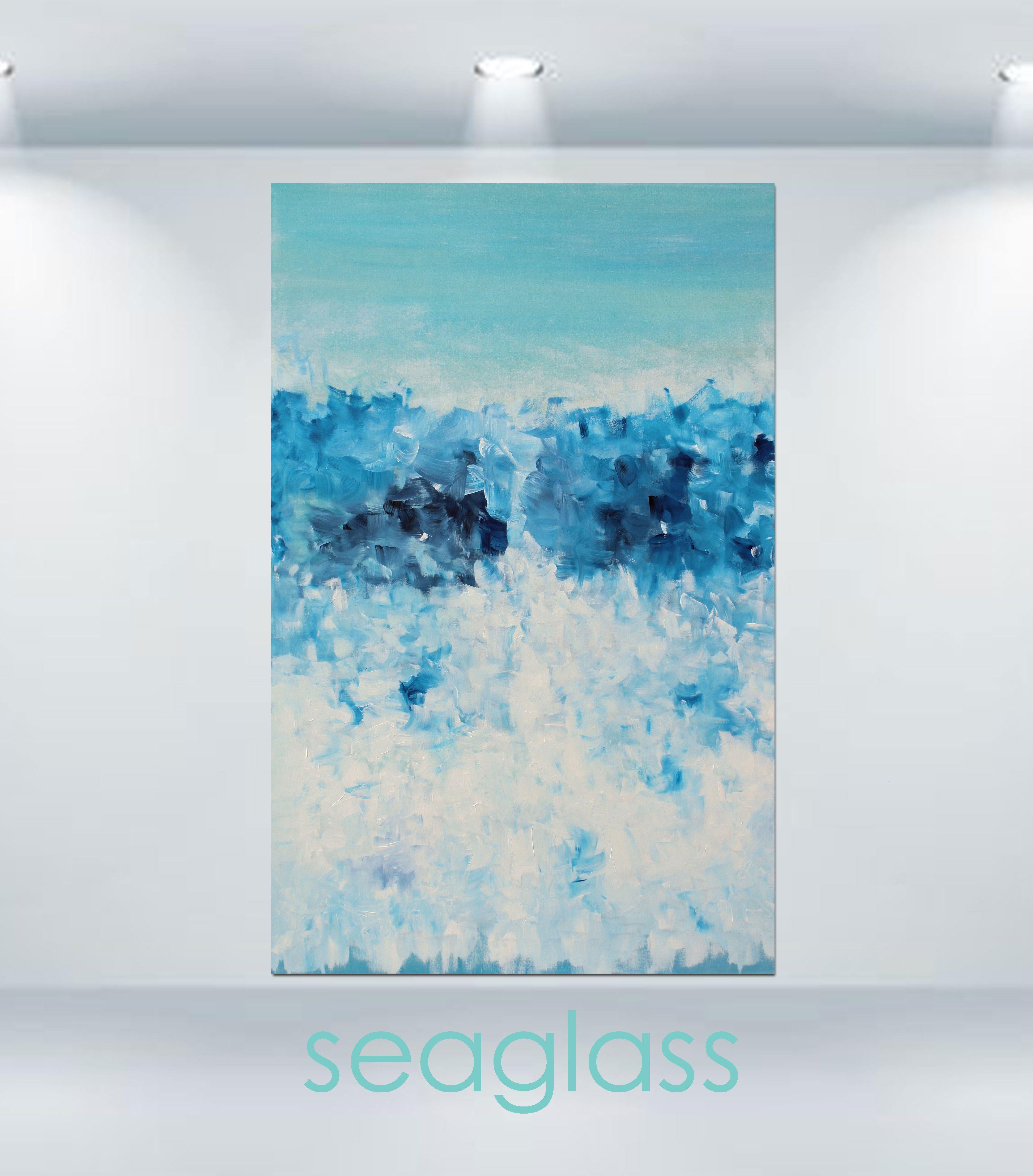 Seaglass, Painting, Acrylic on Canvas - Blue Abstract Painting by Karen Moehr