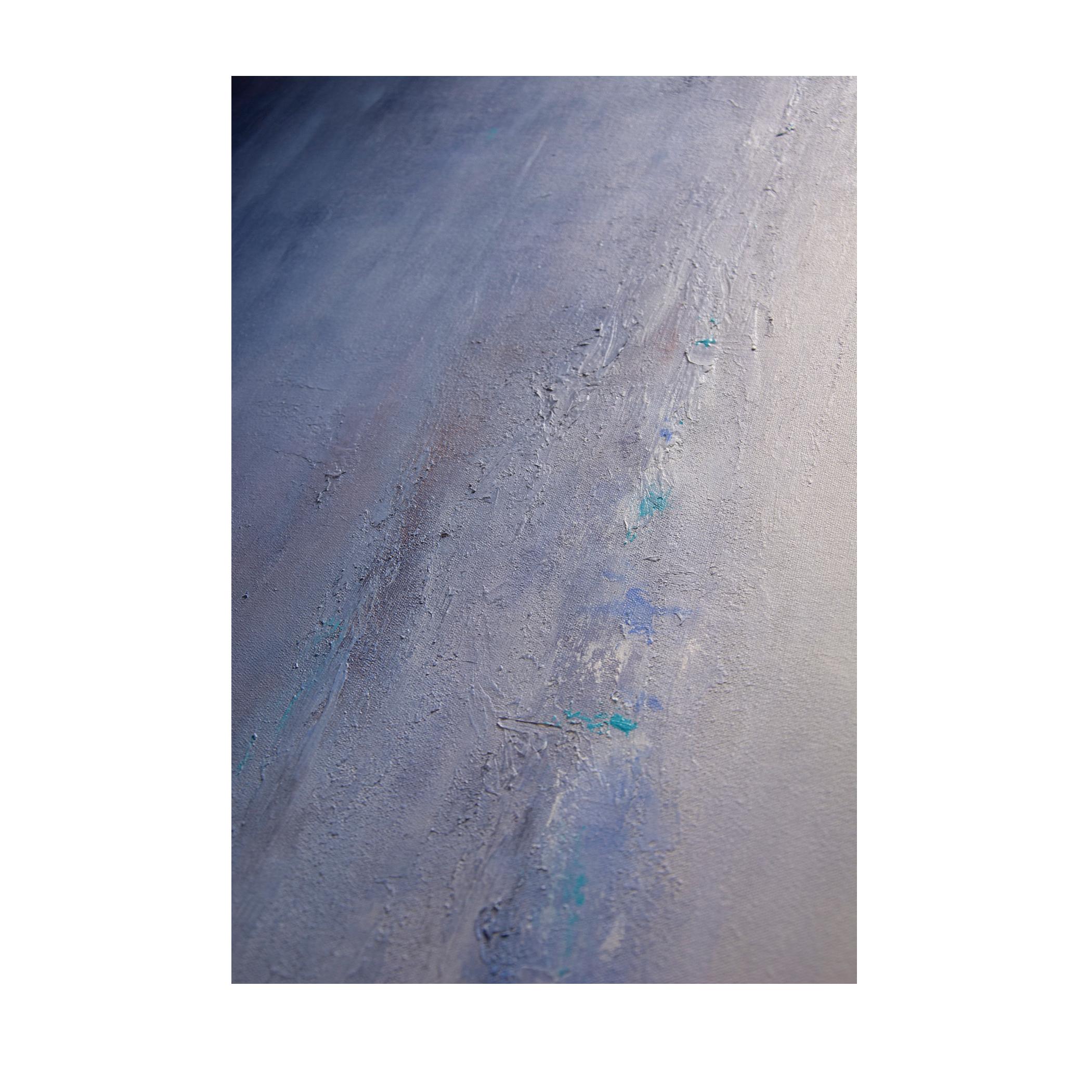 Enhance your space with this abstract expressionist painting, 'Southern Shores' by Karen Moehr. An artist with a keen ability to create captivating works of art using minimal design elements. Known for bold brush strokes and soothing color palettes,