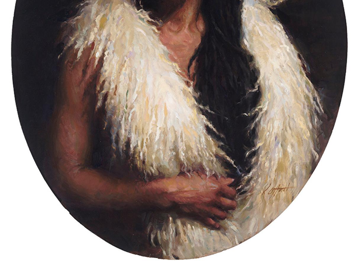 Brittany el boxeador contendiente   Pintura al óleo  Artista figurativa tejana - Portrait Painting Negro de Karen Offutt