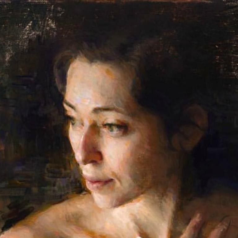 Desvanecimiento  Óleo sobre tabla  Figurativa femenina/ Retrato Artista tejano 32