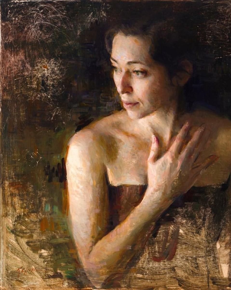 Karen Offutt aborda el Desvanecimiento 30 x 30, óleo sobre tabla con una sensibilidad atmosférica que combina forma, línea de tono y color.   Karen es conocida sobre todo por sus pinturas figurativas.  Karen Offutt ha  Siempre me ha gustado pintar a