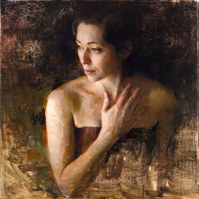 Karen Offutt Figurative Painting - Fading Oil Painting, Figurative style, Impressionism ,Women in the Arts,