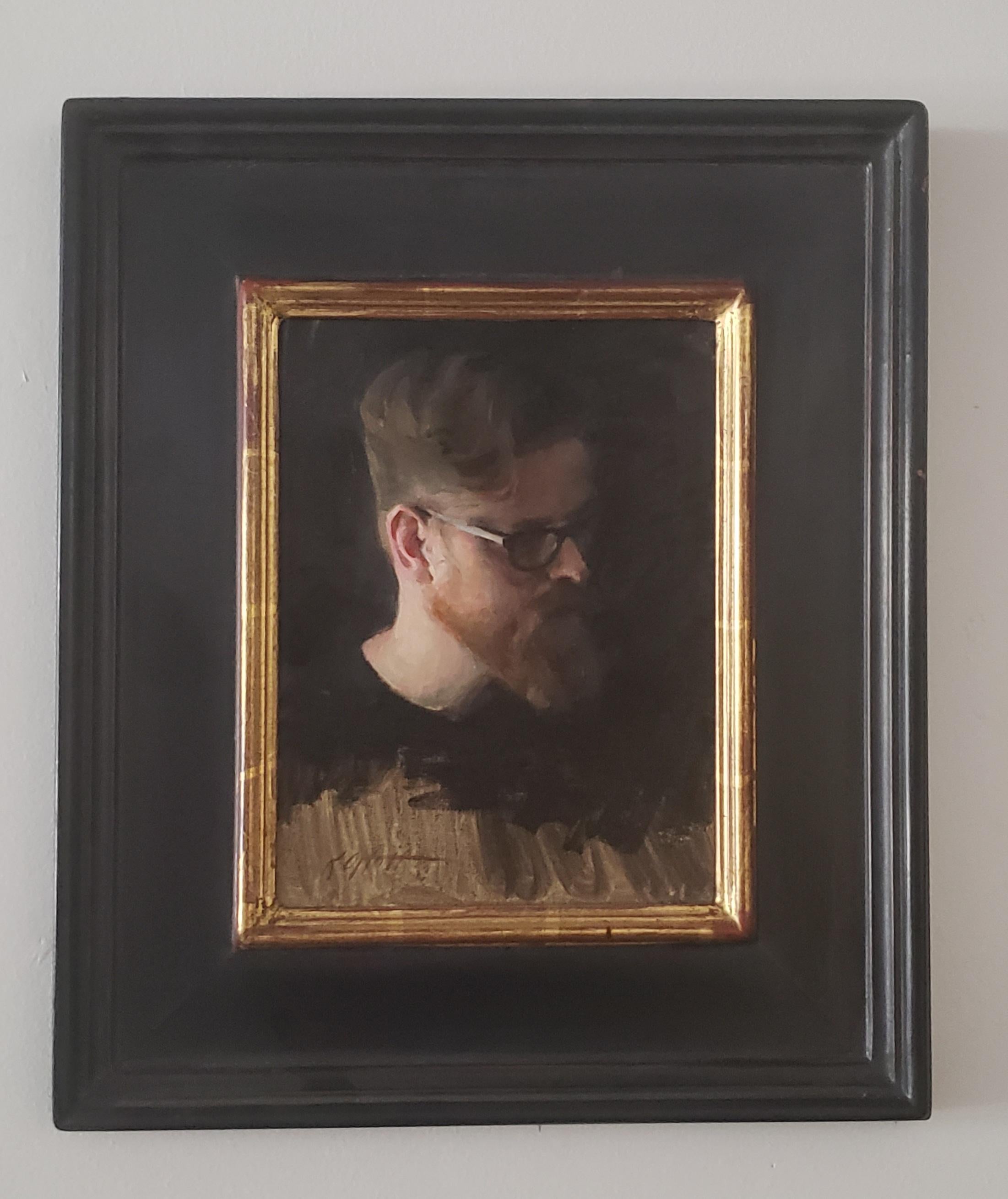 Portrait Painting de Karen Offutt - Jason, pintura al óleo , estilo Retrato, artista de Austin Texas, Figuras, Mujeres en el Arte