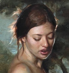 "The Bather" (2024) Oil Painting by Karen Offutt, Female Portrait, Nude