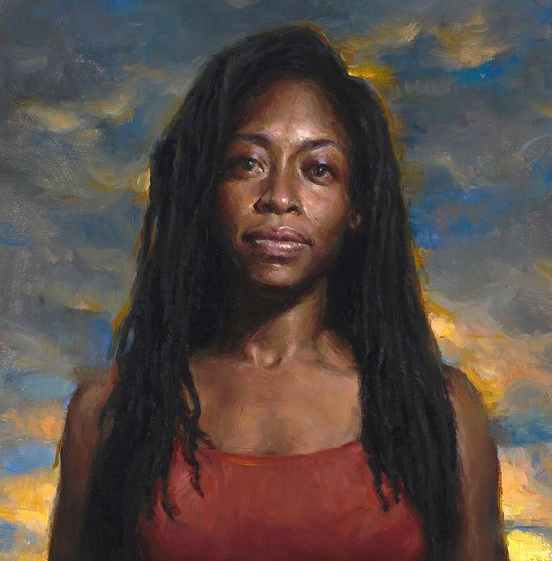La forza interiore, Pittura a olio , Figurativa , Artista texano, Boxe, Austin - Painting di Karen Offutt