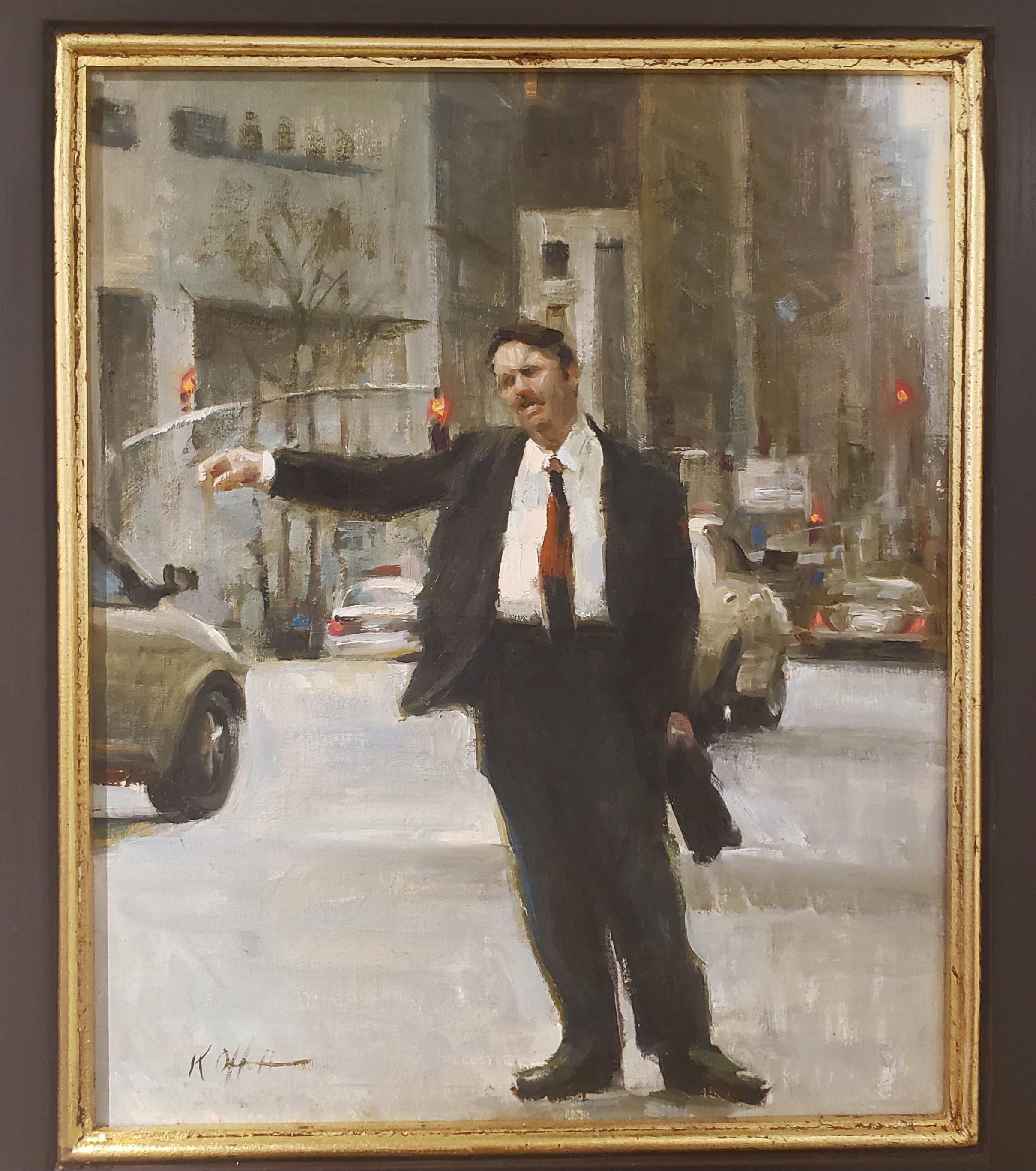 Envuelto en rojo, Pintura al óleo , Estilo figurativo, Artista tejano, Austin Texas en venta 5