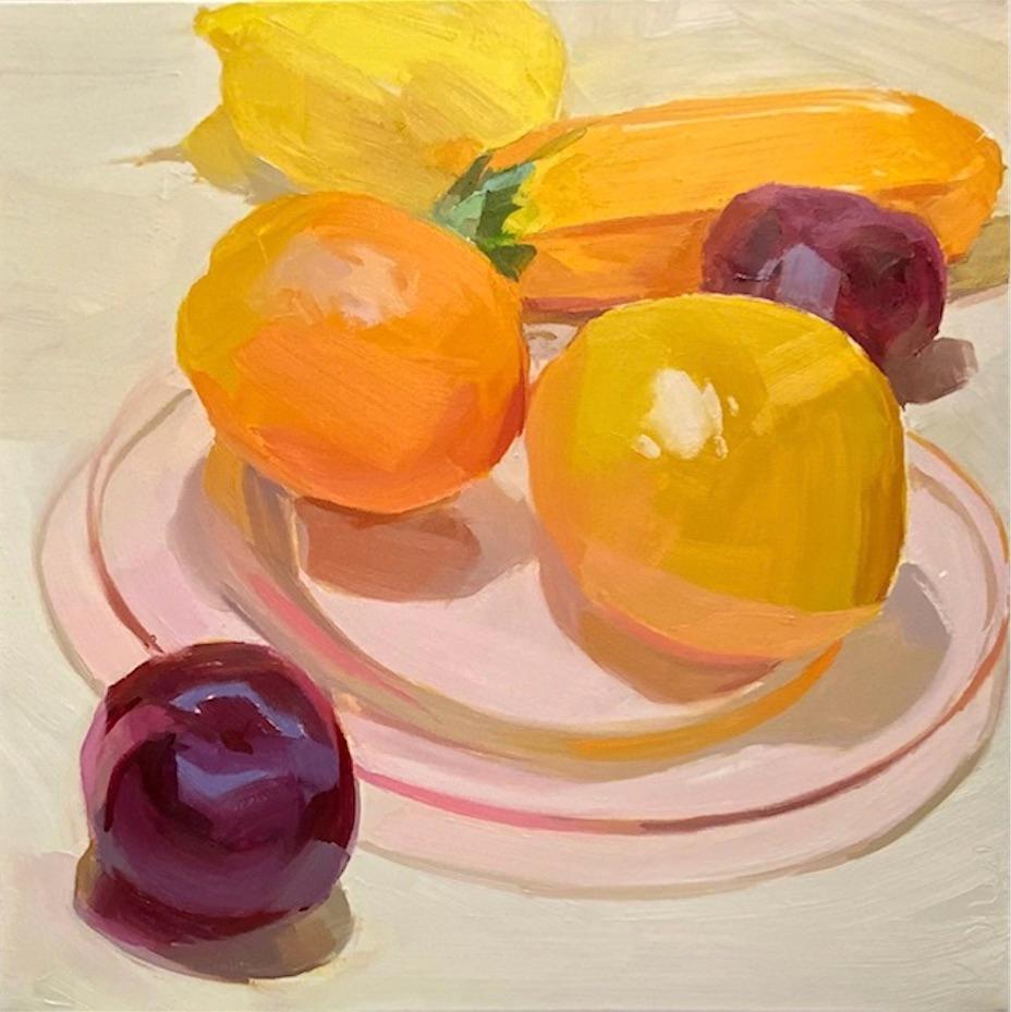 Karen O'Neil Still-Life Painting -  Valencia Citrus and Plums