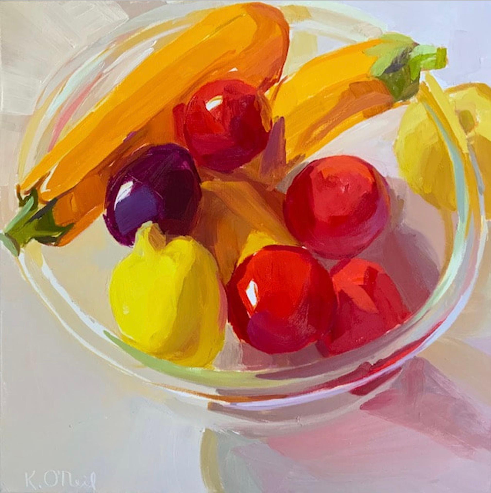 Karen O'Neil Still-Life Painting - Yellow and Red: Late Afternoon July