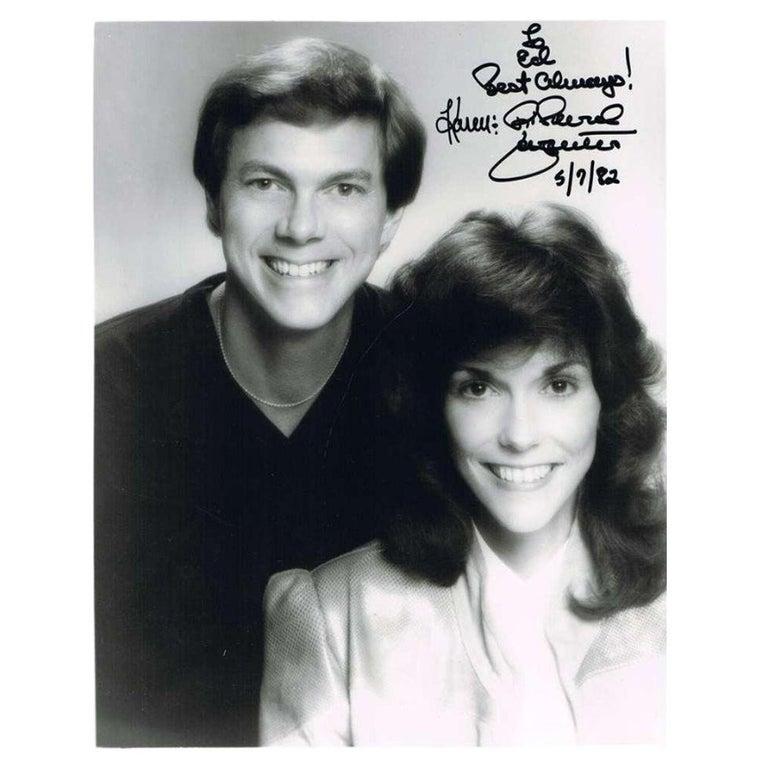 Karen & Richard Carpenter Autographed Black and White Photograph, 1980s In Good Condition In Jersey, GB
