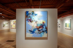 Taking Flight (Abstract expressionist, oil on canvas, vibrant, textured, cool)