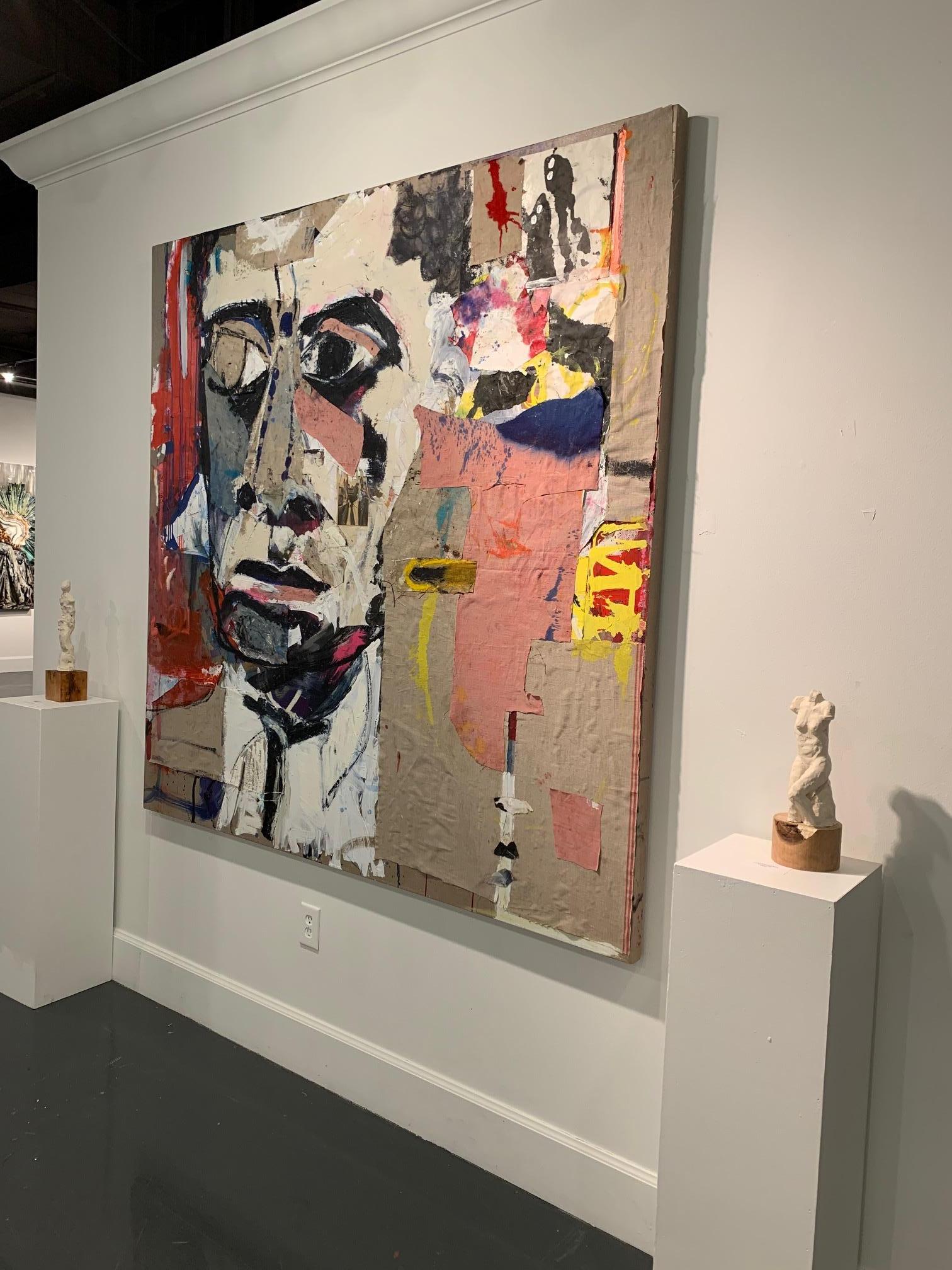 James Baldwin 
Mixed Media Collage auf Leinen 

Karen Schwartz ist eine in Atlanta ansässige Künstlerin:: die vor allem mit Malerei und Zeichnung in einer Reihe von Medien arbeitet. Sie hatte Einzelausstellungen in New York und Atlanta und hat an