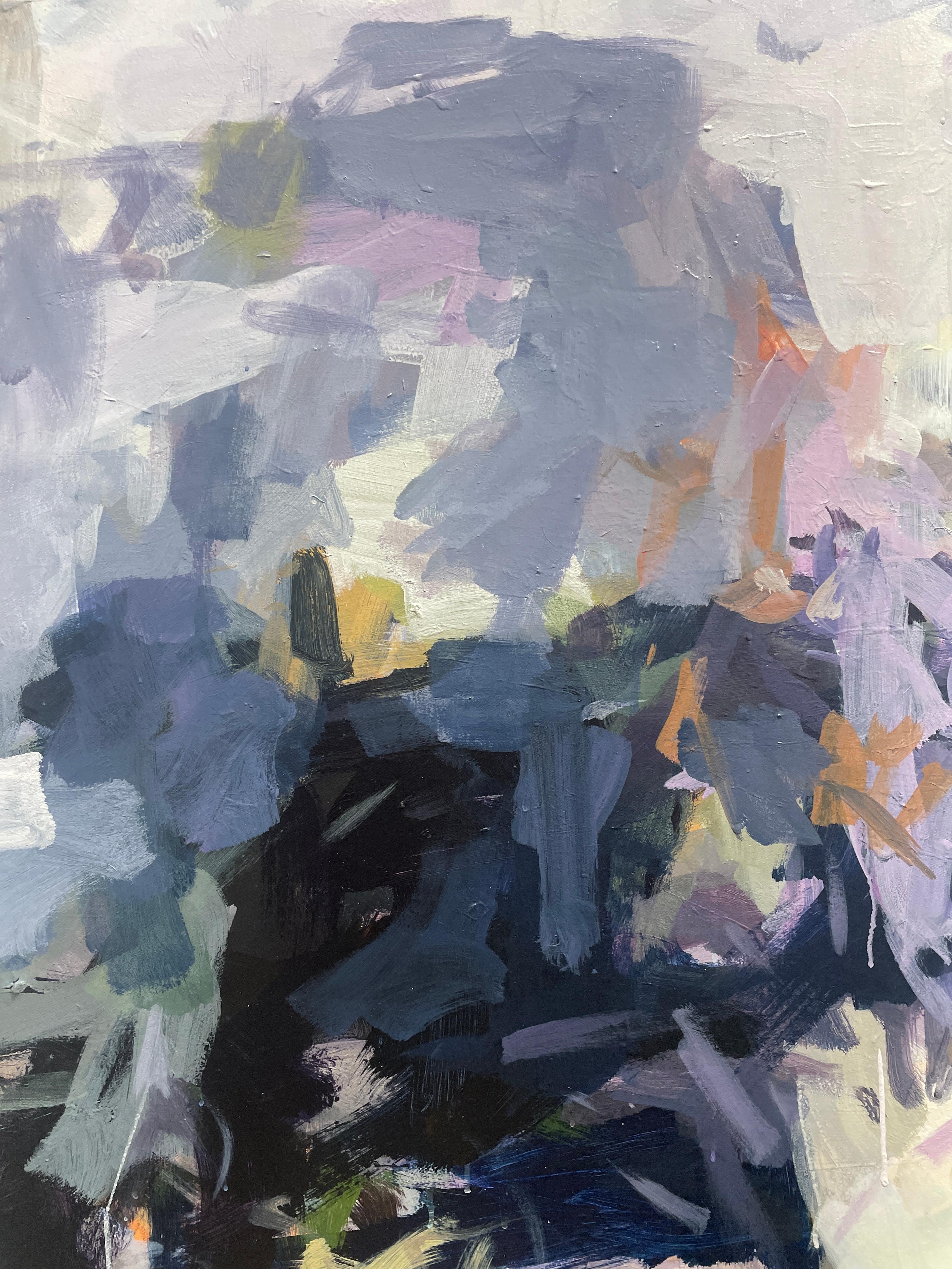 Cascade - Gris Abstract Painting par Karen Silve
