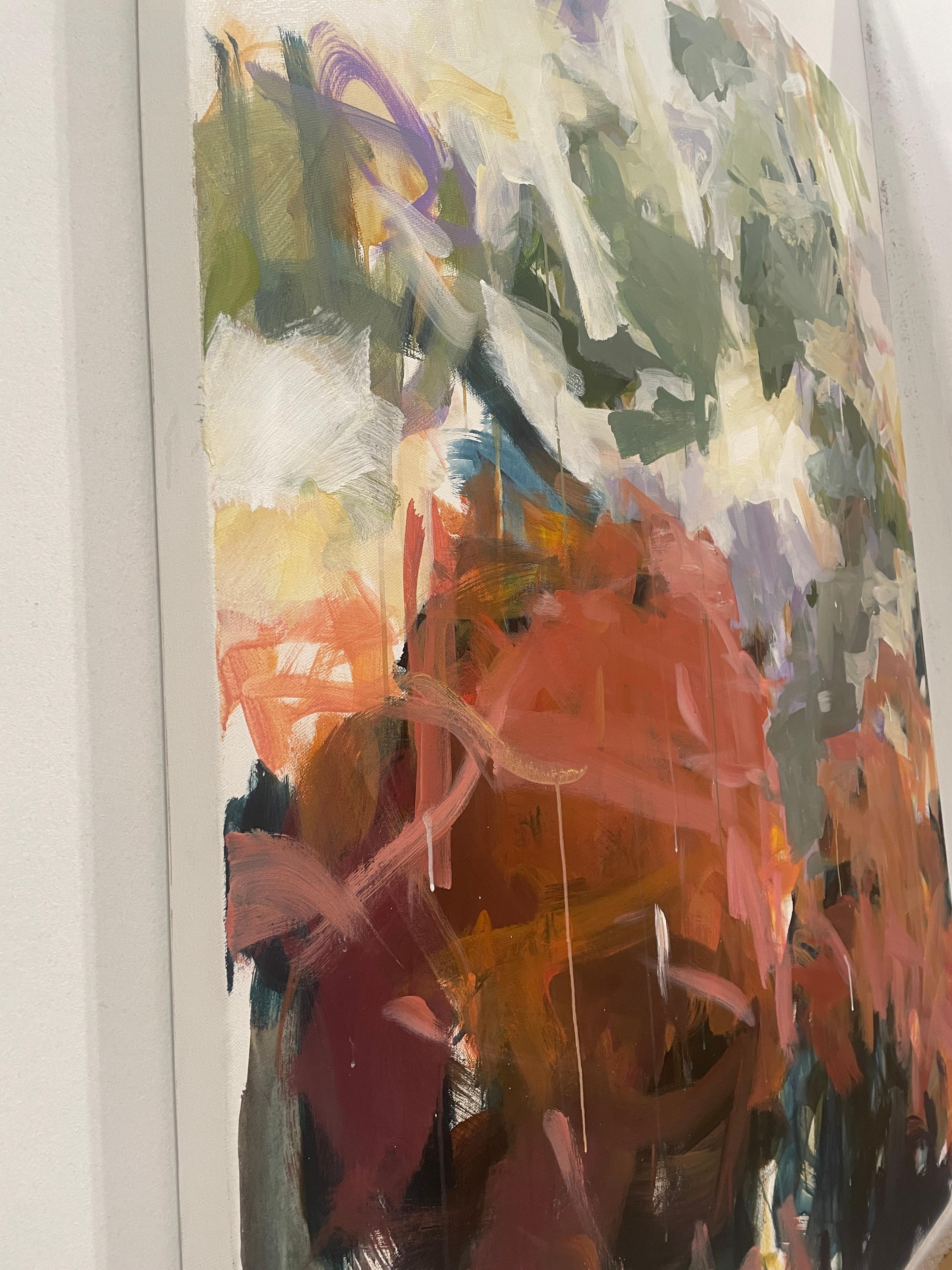 Meandering Beyond - Gray Abstract Painting by Karen Silve