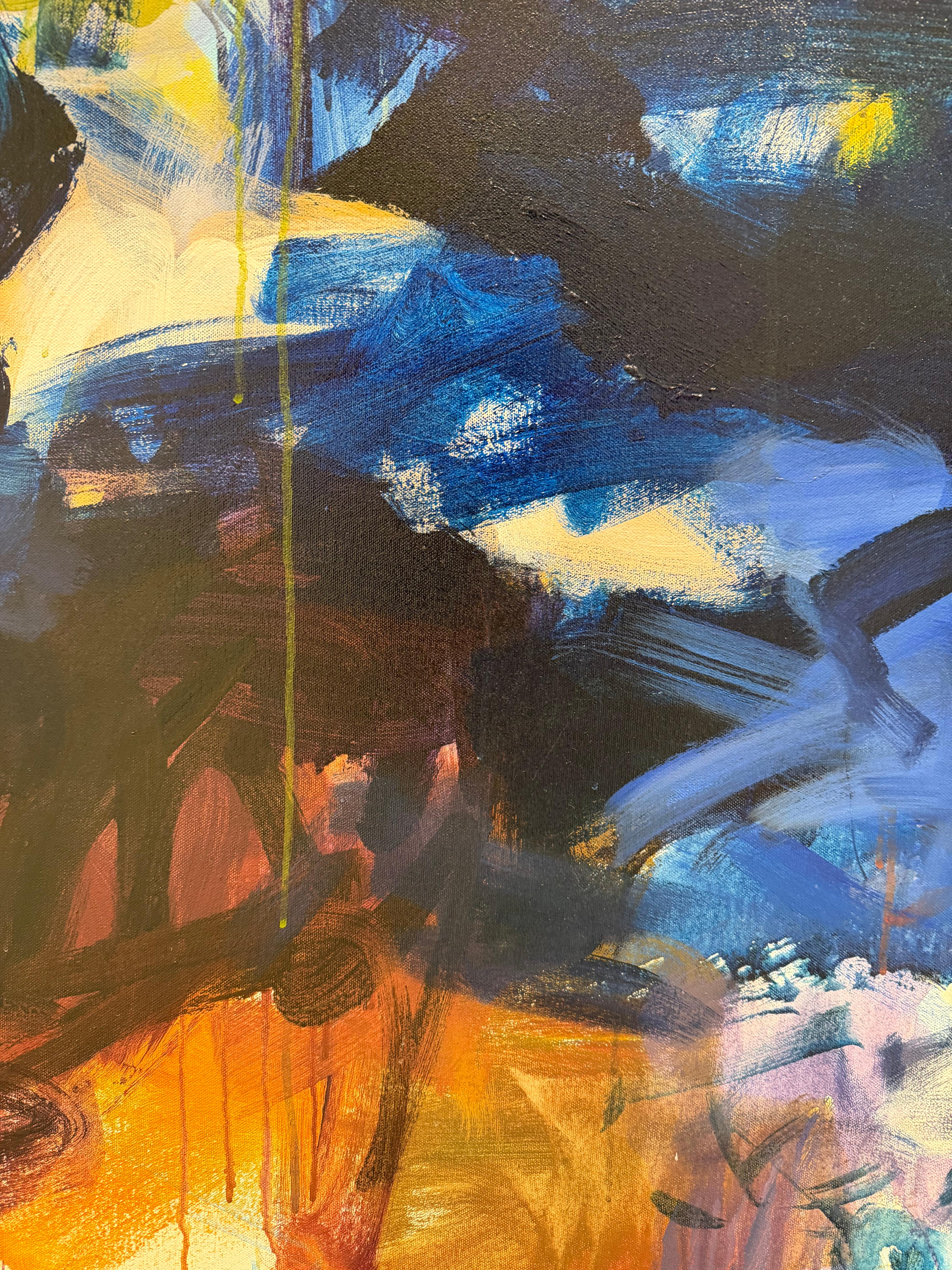 Tuesdays Drive - Gray Abstract Painting by Karen Silve