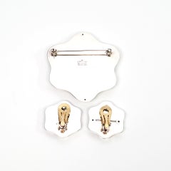 Karen Strand A. Dragsted Denmark Sterling Flower Pin & Clip-On Earrings Set