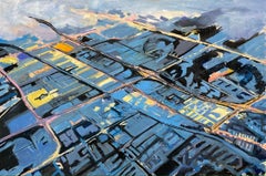 Bright Colorful Contemporary Oil Painting Abstract Cityscape Female Artist