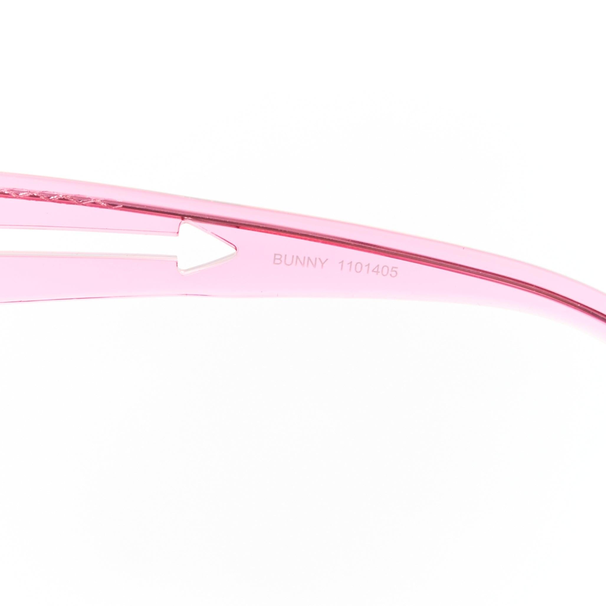KAREN WALKER Bunny 1101405 klare rosa runde Rahmen dunkelblaue Linse Sonnenbrille im Angebot 1