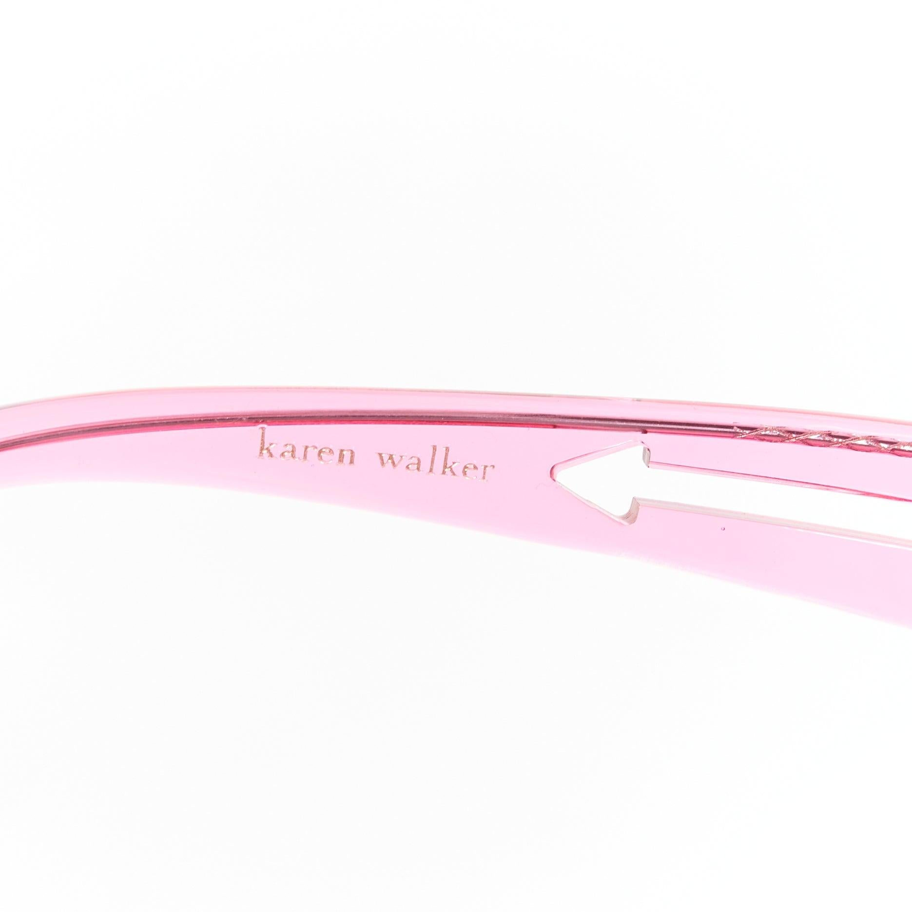 KAREN WALKER Bunny 1101405 clear pink round frame dark blue lens sunglasses For Sale 2