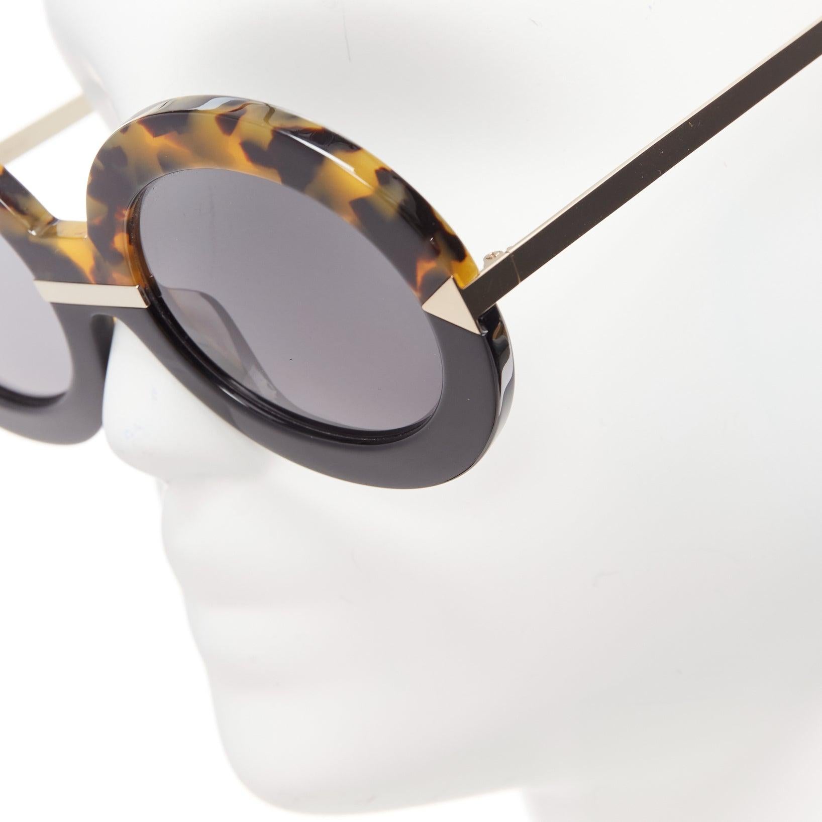 KAREN WALKER Hollywood Pool tortoise black round sunglasses For Sale 2