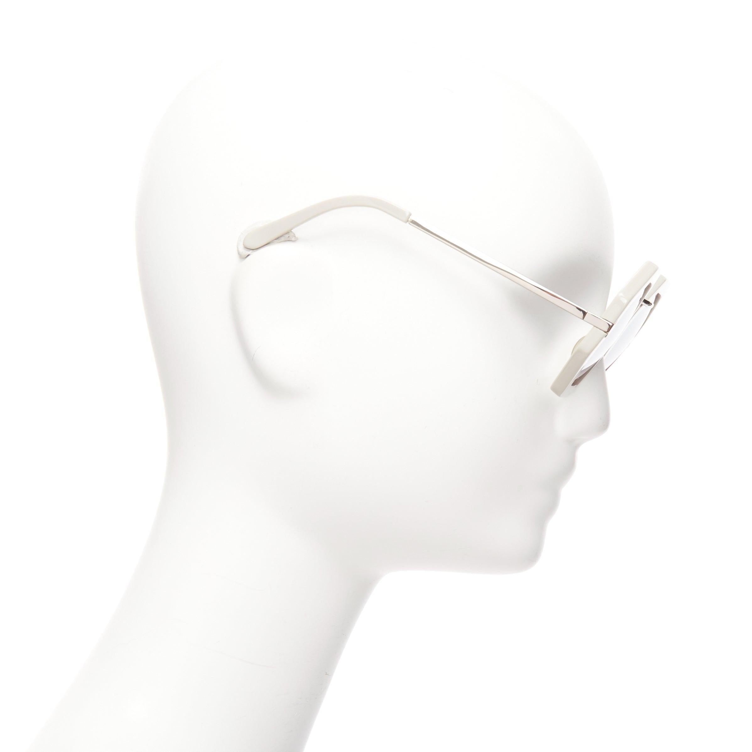 KAREN WALKER Moon Disco grey acetate handmade hexagon arrow sunglasses In Good Condition For Sale In Hong Kong, NT