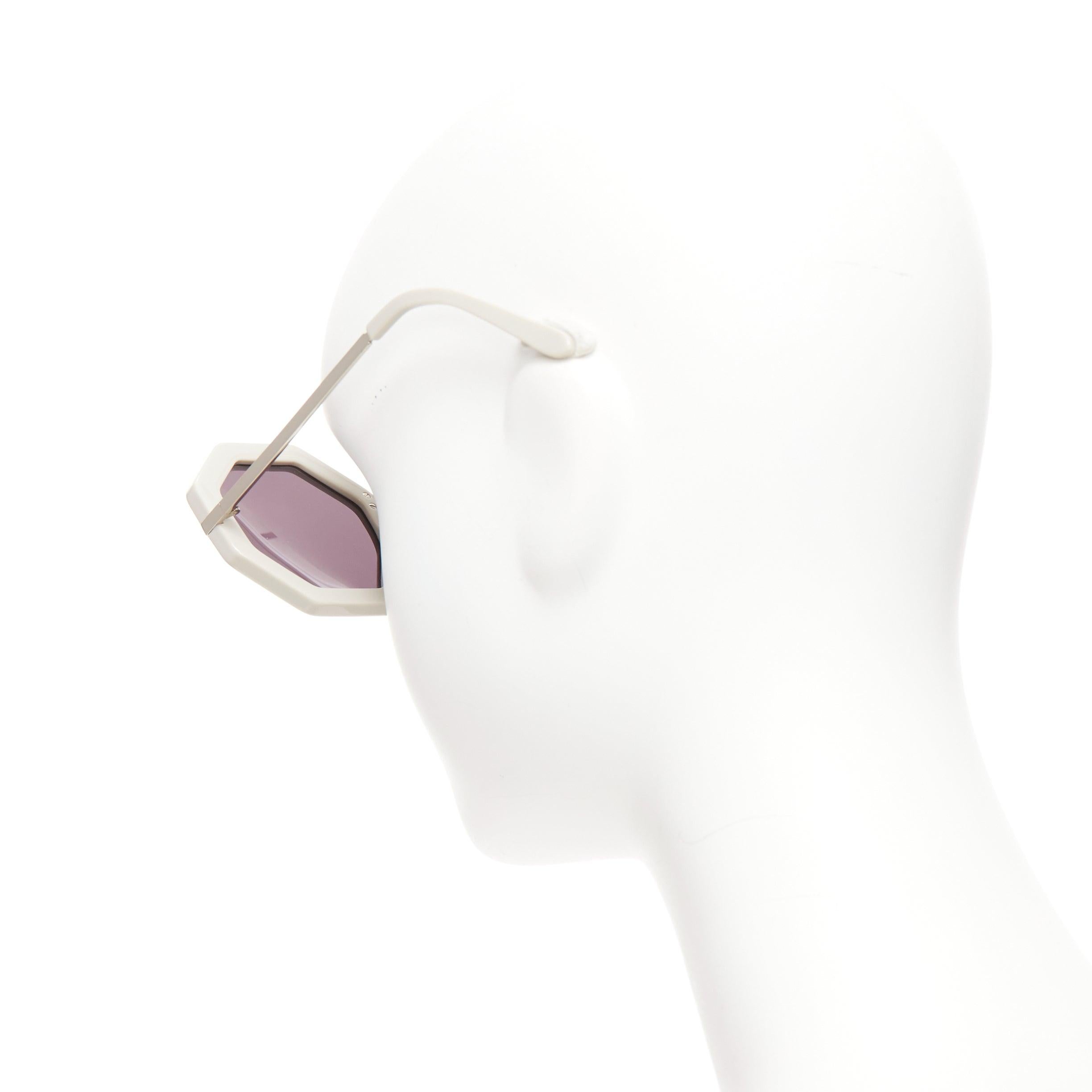Women's KAREN WALKER Moon Disco grey acetate handmade hexagon arrow sunglasses For Sale