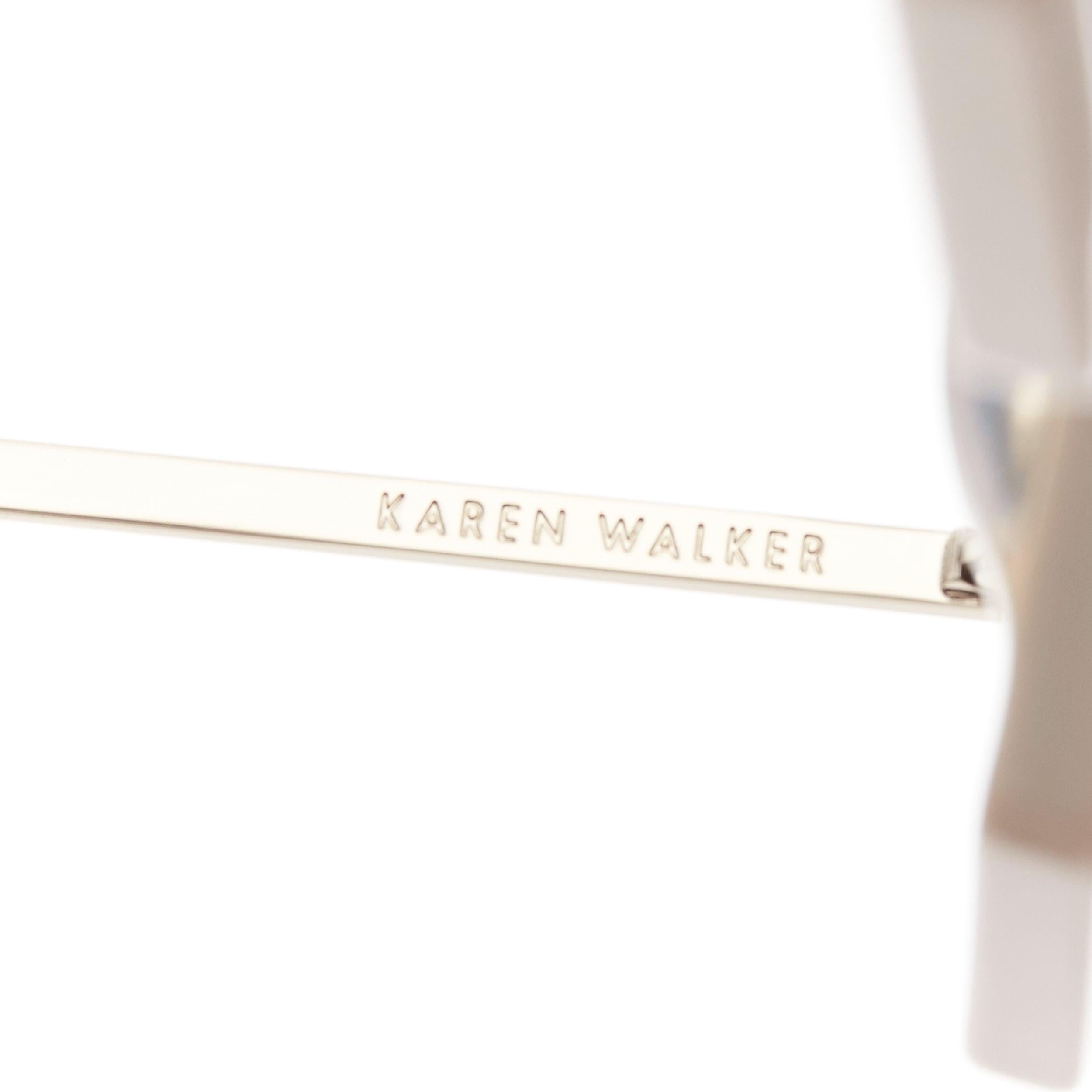 KAREN WALKER Moon Disco grey acetate handmade hexagon arrow sunglasses For Sale 2