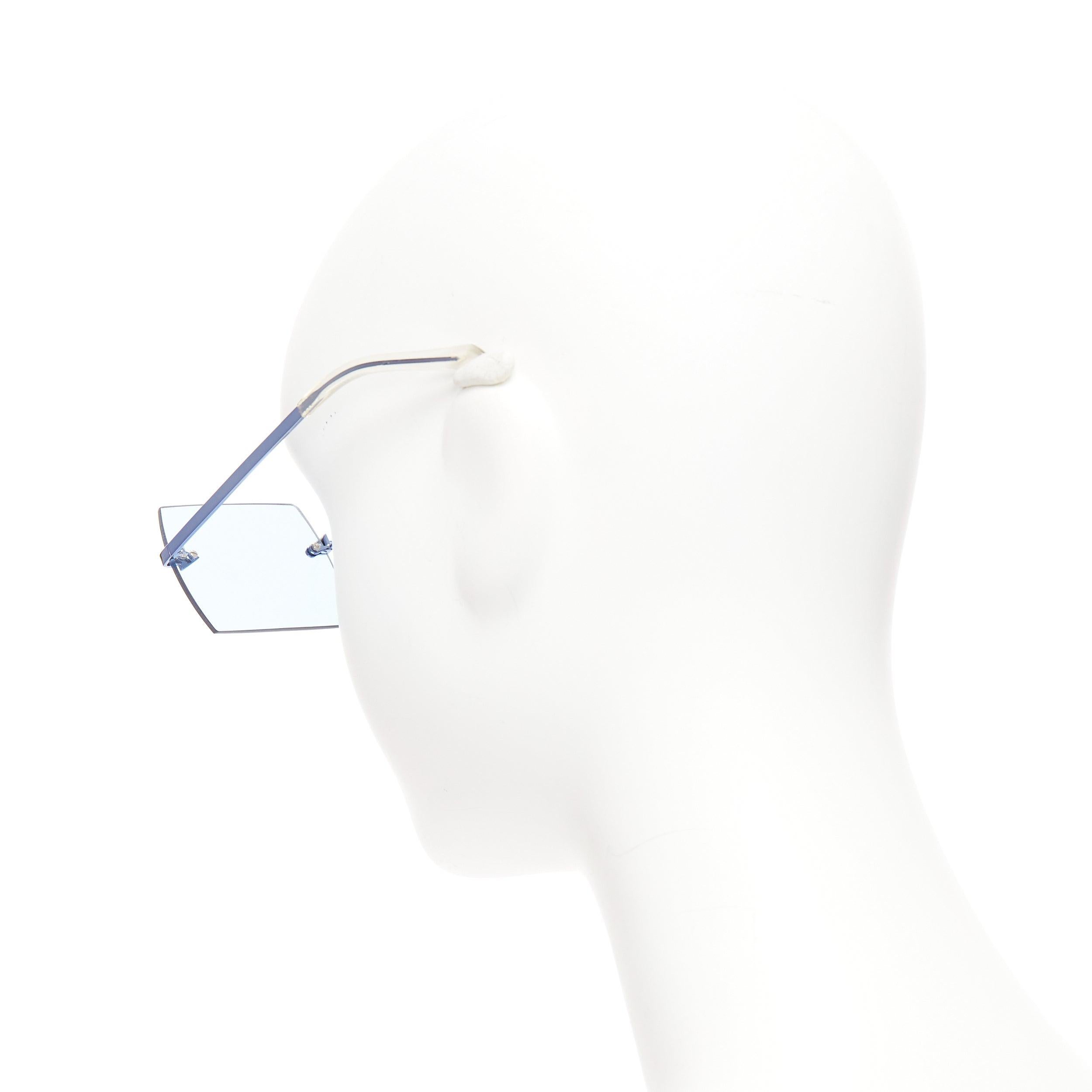 Donna Occhiali da sole quadrati KAREN WALKER The Bird blue arrow side tint handmade in vendita