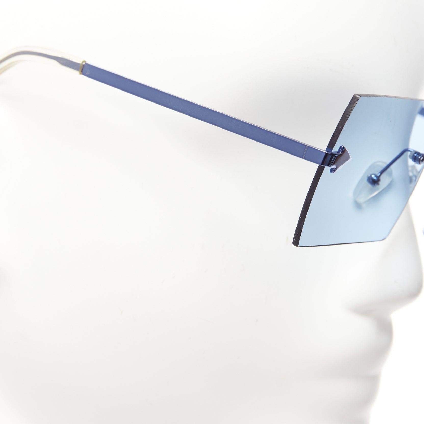 Occhiali da sole quadrati KAREN WALKER The Bird blue arrow side tint handmade in vendita 1