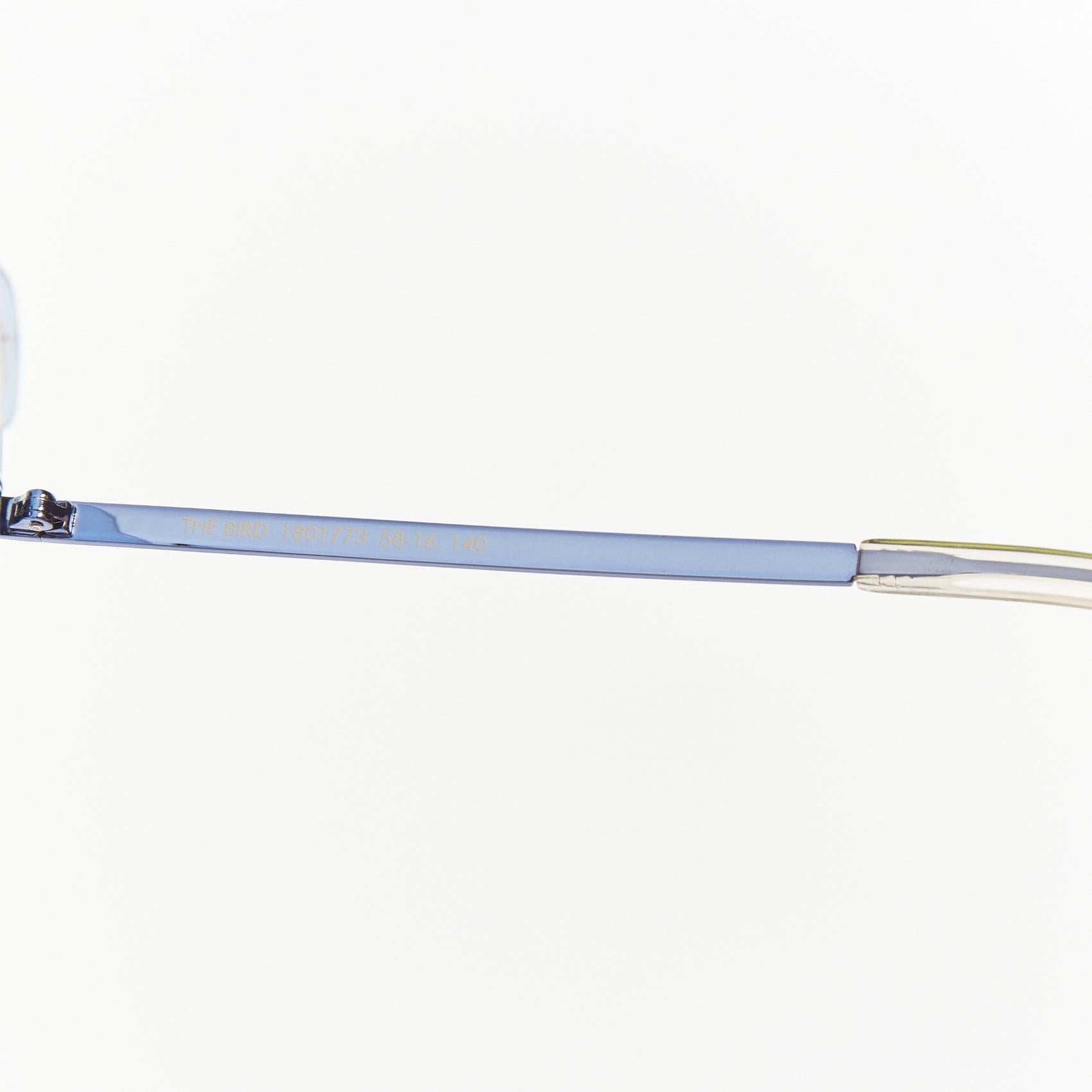 Occhiali da sole quadrati KAREN WALKER The Bird blue arrow side tint handmade in vendita 3