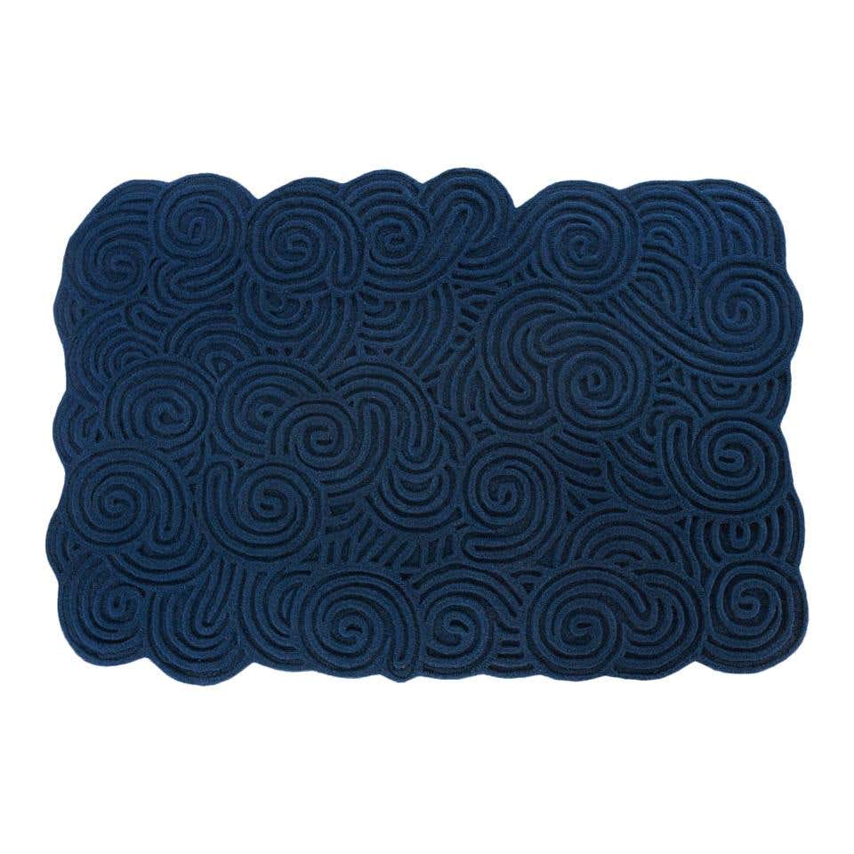 GAN Ply Small Wool Rug in Blue by MUT Design For Sale at 1stDibs