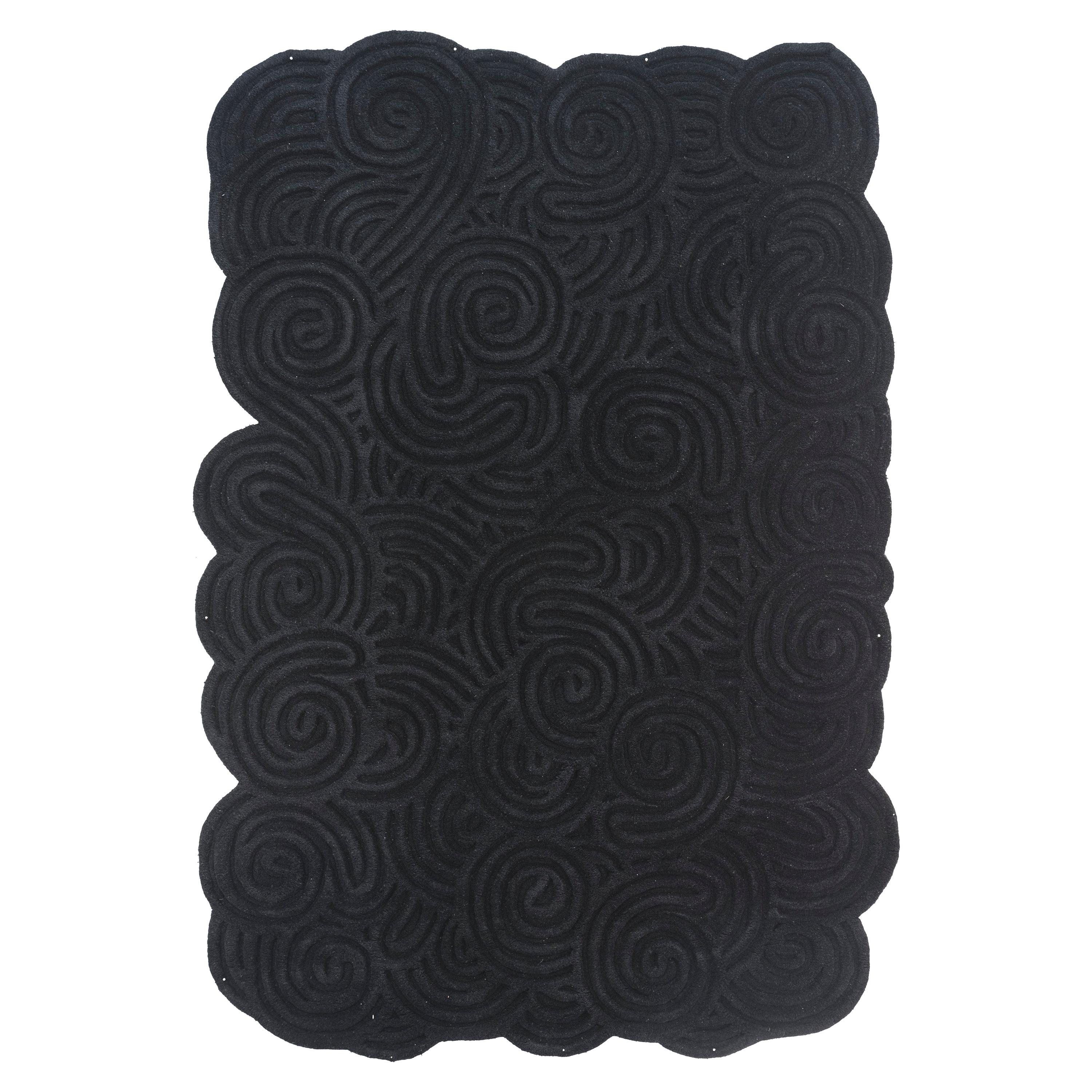 Karesansui Black Rectangular Small Rug by Matteo Cibic For Sale at 1stDibs