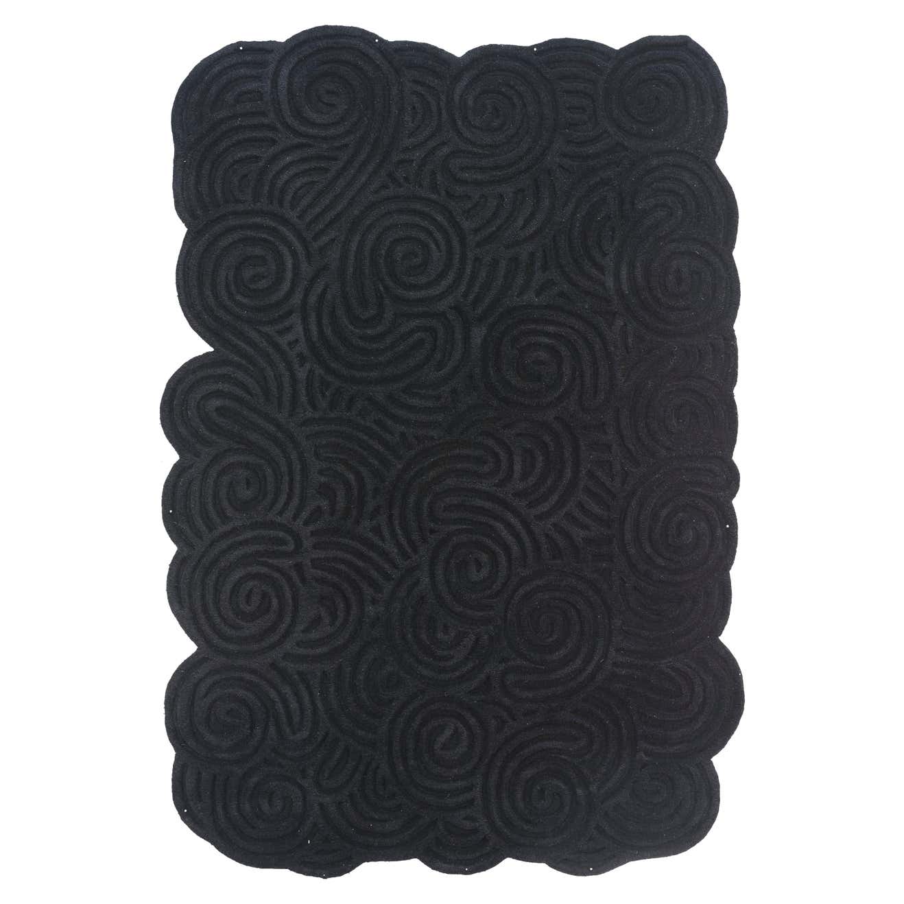 Karesansui Black Rectangular Small Rug by Matteo Cibic For Sale at 1stDibs
