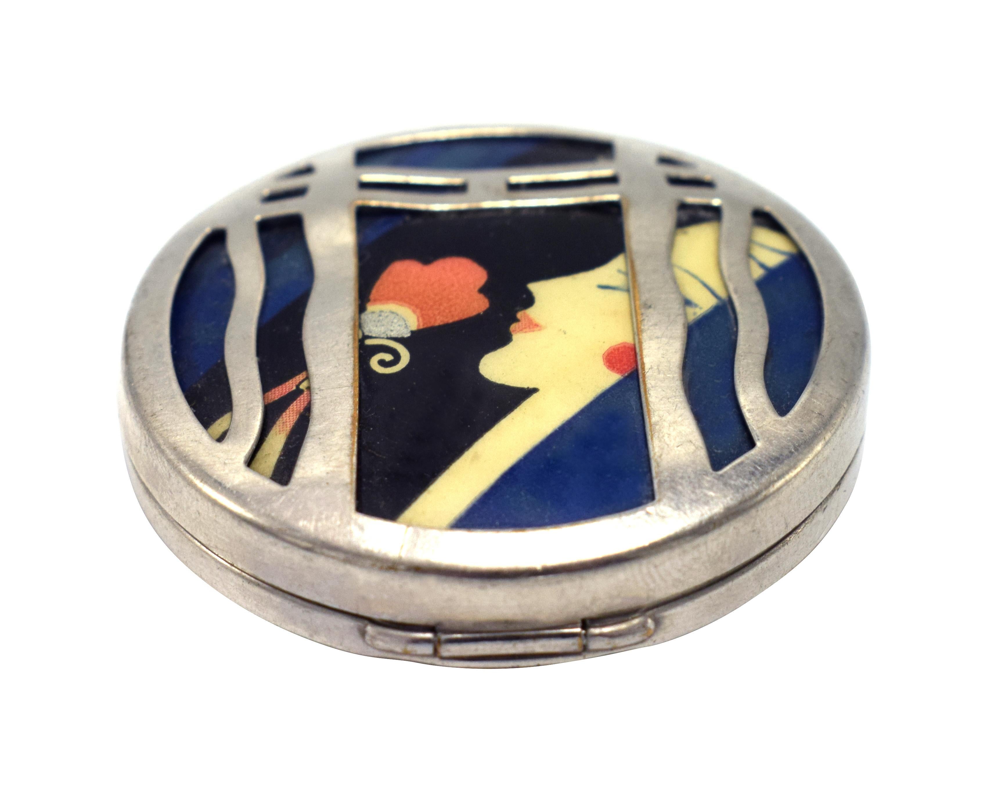 art deco powder compact