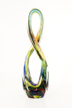 Karg Signed Mid Century Art Glass Infinity Ribbon